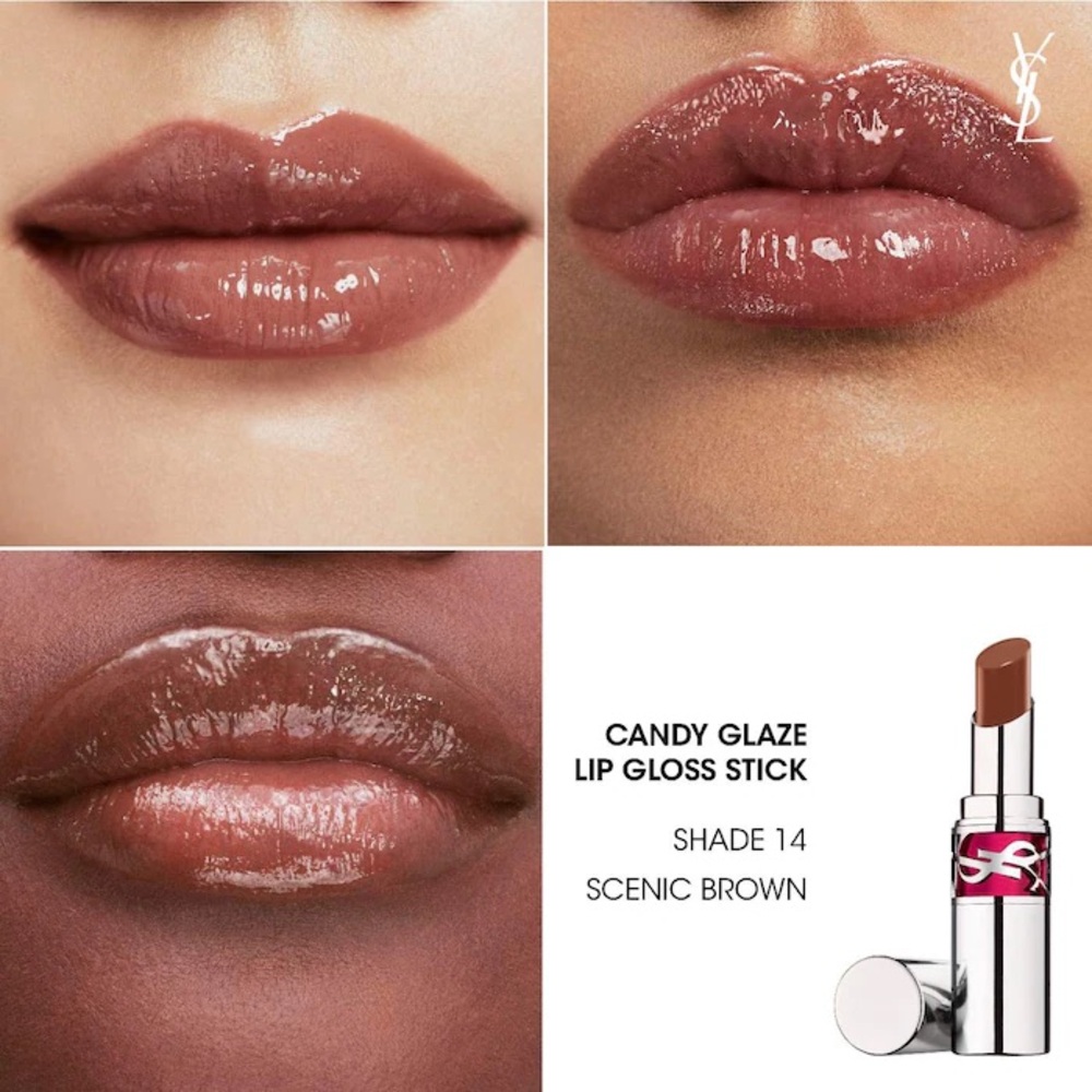 YSL Candy Glaze Lip Gloss Stick Color 14 Scenic Brown - Picture 6 of 12